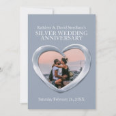 Zilveren bruiloft hart foto uitnodiging 25-jarig j (Voorkant)