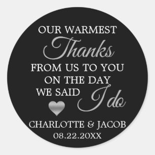 Zilveren bruiloft hart warmste Bedankt Dank u Ronde Sticker