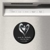 Zilveren bruiloft harten op zwart Save the Date Magneet (Insitu (Vaatwasser))