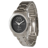 Zilveren Bruiloft Jubileum 25e Jubileum 2019 Horloge (Gekanteld)