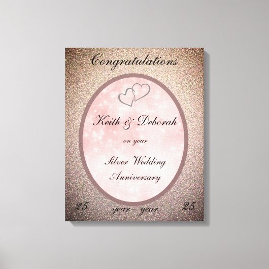  zilveren bruiloft Jubileum Canvas Afdruk (Voorkant)