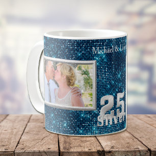 Zilveren bruiloft Jubileum fotosjabloon Koffiemok
