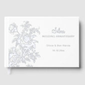 Zilveren bruiloft Jubileum gegraveerd Floral Gastenboek (Voorkant)