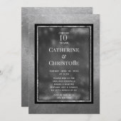 Zilveren Bruiloft Metallic Uitnodiging (Voorkant / Achterkant)