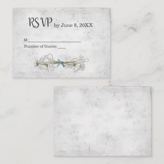 Zilveren bruiloft RSVP met Daisy Boeket Informatiekaartje (Voorkant / Achterkant)