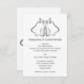 Zilveren bruiloft uitnodiging bellen en lint (Voorkant / Achterkant)