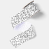 Zilveren Bruiloftduiven met Lint en Bloemen (Achterkant)