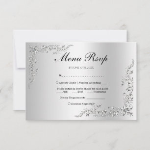 Zilveren Bruiloftsmenu RSVP Kaartje