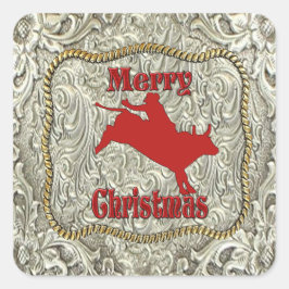 Zilveren Bull Rider Belt Gesp Kerstmis Vierkante Sticker