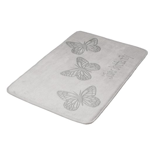 Zilveren Butterfly Grey Textured Bathmat Badmat (Gekanteld)