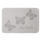 Zilveren Butterfly Grey Textured Bathmat Badmat (Voorkant)