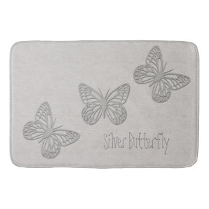 Zilveren Butterfly Grey Textured Bathmat Badmat