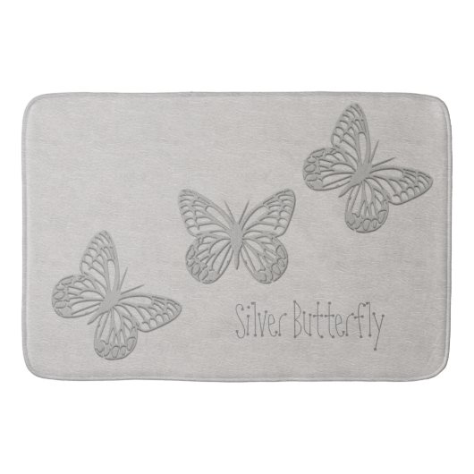 Zilveren Butterfly Grey Textured Bathmat Badmat (Voorkant)