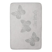 Zilveren Butterfly Grey Textured Bathmat Badmat (Voorkant Verticaal)