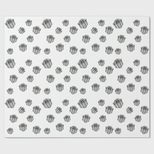 Zilveren cadeau dozen Elegant Kerst Premium Feest Cadeaupapier (Vlak)