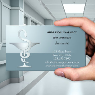 Zilveren Caduceus Apotheek Visitekaartje