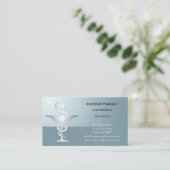 Zilveren Caduceus Apotheek Visitekaartje (Staand voorkant)