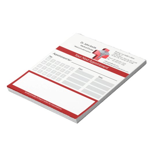 Zilveren Caduceus Kruis Rode Medische Benoeming Notitieblok (Linkerzijde)