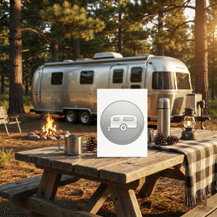 Zilveren camper trailer icoon minimalistische RV Kaart