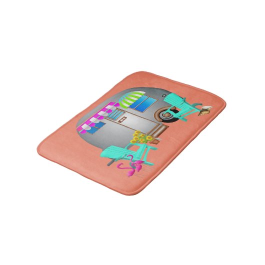 Zilveren Camper Tropical Theme Camping Badmat (Gekanteld)