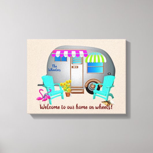 Zilveren Camper Welkomstnaam Stretched Canvas Prin Afdruk (Voorkant)