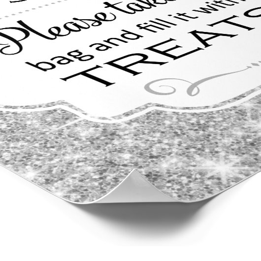 Zilveren Candybuffet Feest Poster (Hoek)