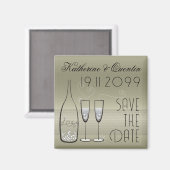 Zilveren Champagne Bubbles Cheers Chic Save The Da Magneet (Voorkant / Achterkant)