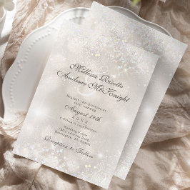 Zilveren Champagne Glitter Confetti Elegante Trouw Kaart
