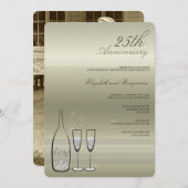 Zilveren Champagne Proost 25e Trouwverjaardag Kaart (Voorkant / Achterkant)