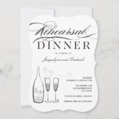 Zilveren Champagne Repetitie Diner Uitnodiging (Voorkant)