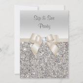 Zilveren Champagne slok & zie pailletten Kaart (Voorkant)