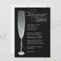 Zilveren champagne toast uitnodiging