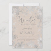 Zilveren Champagne Winter ONEDERLAND 1e verjaardag Kaart (Voorkant)