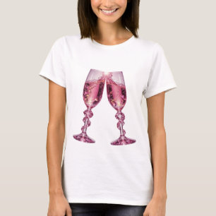 Zilveren CHAMPAGNEGLAZEN T-shirt met opvallende pr