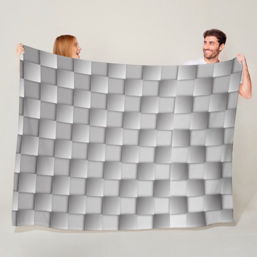 Zilveren Checkers Fleece Deken (In situ)