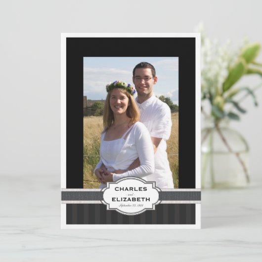 Zilveren Chic Foto 25e huwelijksjubileumfeestje Kaart (Staand voorkant)