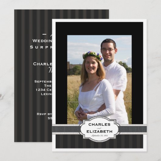 Zilveren Chic Foto 25e huwelijksjubileumfeestje Kaart (Voorkant / Achterkant)