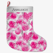 Zilveren Chic Pink Glam Christmas Grote Kerstsok (Voorkant)