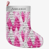 Zilveren Chic Pink Glam kerstbomen Grote Kerstsok (Voorkant)