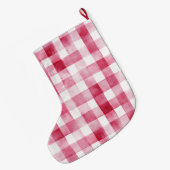 Zilveren  Chic Pink Plaid Stripes Kerst Grote Kerstsok (Achterkant (Hangend))