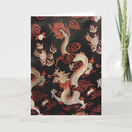 Zilveren Chinese Draak Feestdagen Kaart (Voorkant)