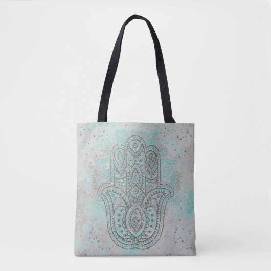 Zilveren chique hand van Fatima glittersterren Tote Bag (Voorkant)
