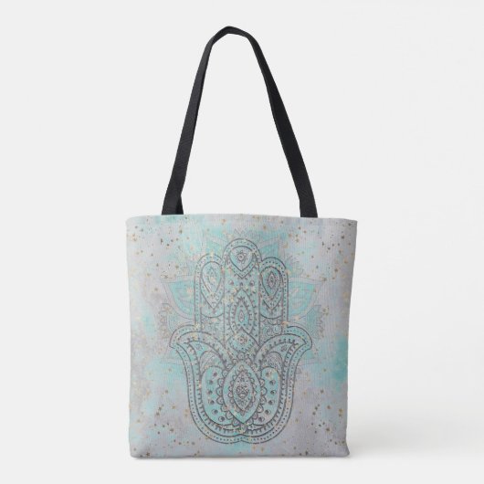 Zilveren chique hand van Fatima glittersterren Tote Bag (Achterkant)