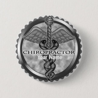 Zilveren chiropractor ronde button 5,7 cm
