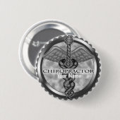 Zilveren chiropractor ronde button 5,7 cm (Voorkant /achterkant)