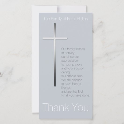 Zilveren christelijk kruis condoleance bedankt voo (Voorkant)