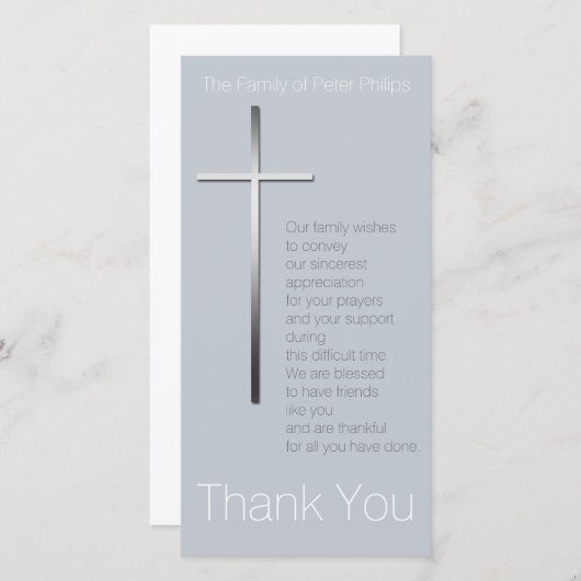 Zilveren christelijk kruis condoleance bedankt voo (Voorkant / Achterkant)
