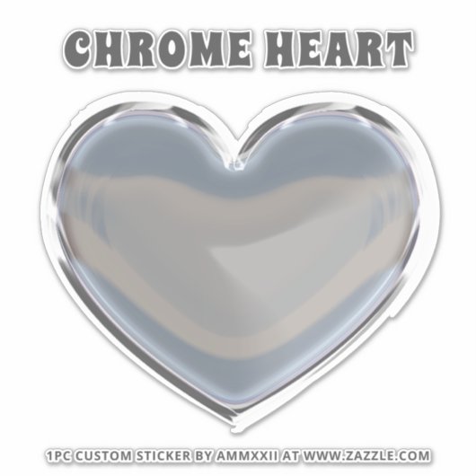 Zilveren Chrome Hart Sticker (Voorkant)