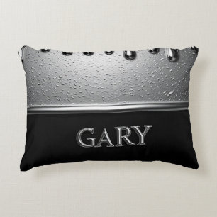 Zilveren chroom druppel Gary naam moderne luxe Accent Kussen