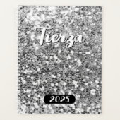Zilveren Chunky Glitter Gepersonaliseerd 2025 Planner (Voorkant)
